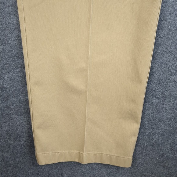 LL Bean Mens 42x32 Comfort Waist Double Pleated Chino Pants Khaki Tan - Picture 3 of 14